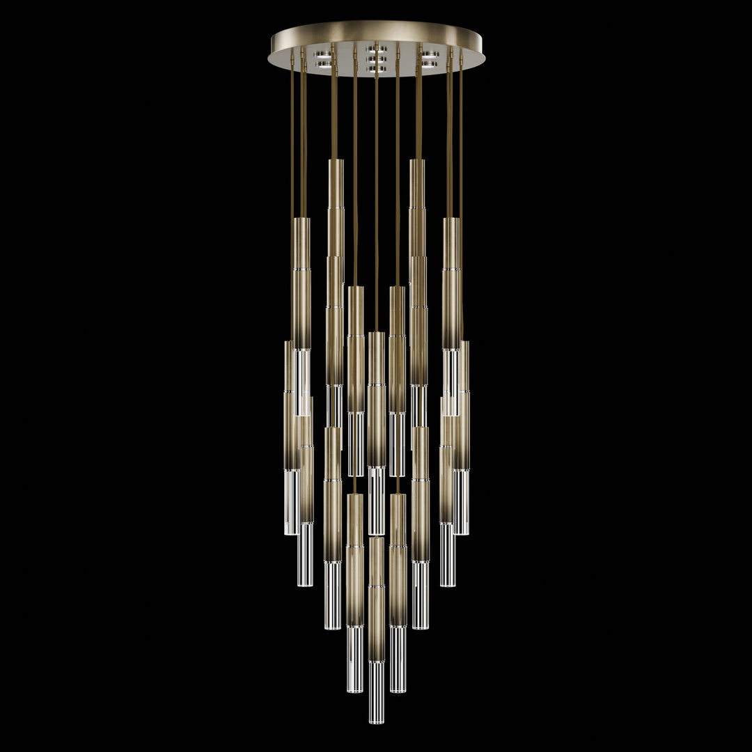Fine Art Handcrafted Lighting Antonia 31"W Round Pendant in Soft Ombre Bronze, Nickel, No Parchment/Same as Finish (100018-620)