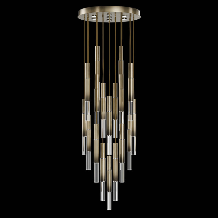 Fine Art Handcrafted Lighting Antonia 31"W Round Pendant in Soft Ombre Bronze, Nickel, No Parchment/Same as Finish (100018-620)