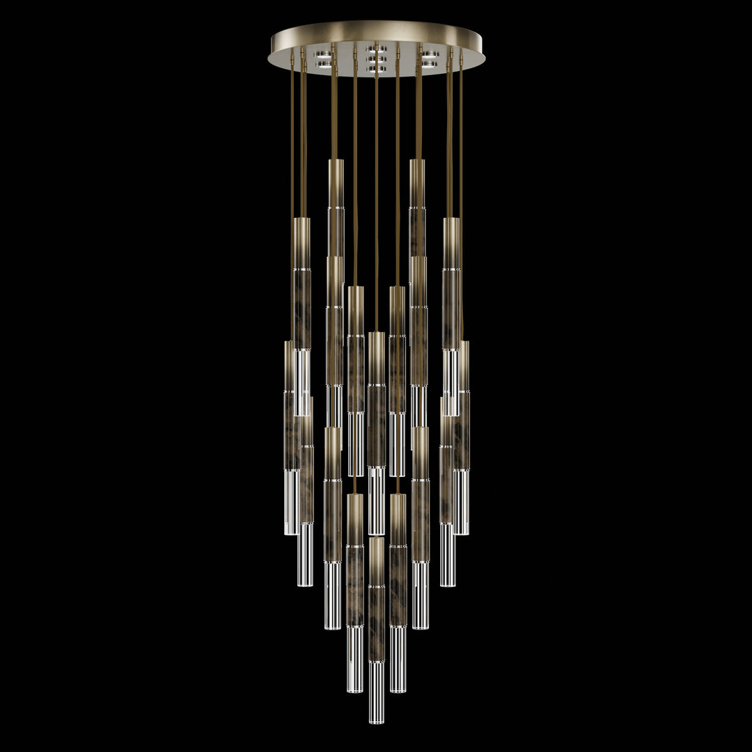 Fine Art Handcrafted Lighting Antonia 31"W Round Pendant in Soft Ombre Bronze, Nickel, Charcoal (100018-621)