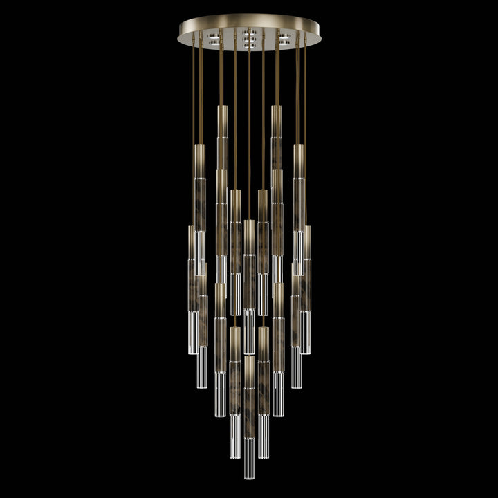 Fine Art Handcrafted Lighting Antonia 31"W Round Pendant in Soft Ombre Bronze, Nickel, Charcoal (100018-621)
