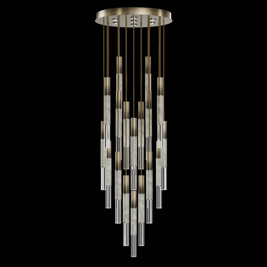 Fine Art Handcrafted Lighting Antonia 31"W Round Pendant in Soft Ombre Bronze, Nickel, Smoke (100018-622)