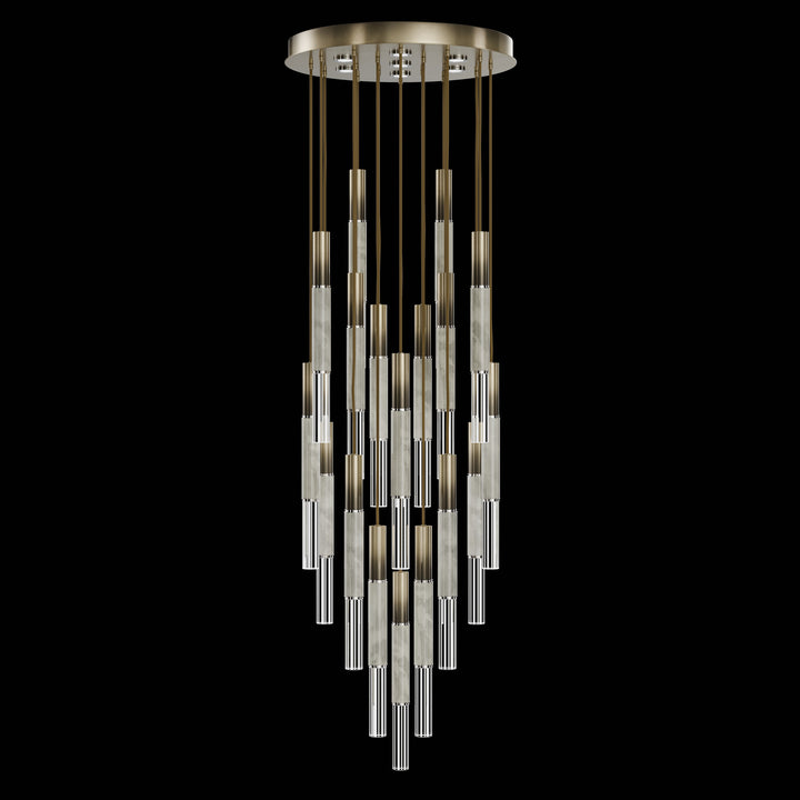 Fine Art Handcrafted Lighting Antonia 31"W Round Pendant in Soft Ombre Bronze, Nickel, Smoke (100018-622)