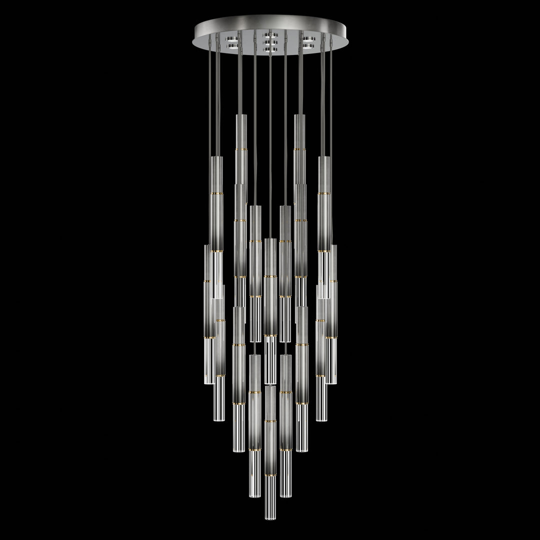 Fine Art Handcrafted Lighting Antonia 31"W Round Pendant in Soft Ombre Silver Leaf, Brass, No Parchment/Same as Finish (100018-710)