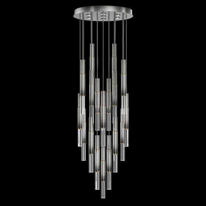 Fine Art Handcrafted Lighting Antonia 31"W Round Pendant in Soft Ombre Silver Leaf, Brass, No Parchment/Same as Finish (100018-710)