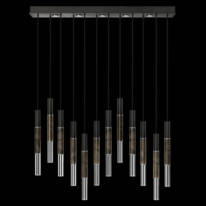 Fine Art Handcrafted Lighting Antonia 61"W Rectangular Pendant in Standard Black Iron, Nickel, Charcoal (100019-121)