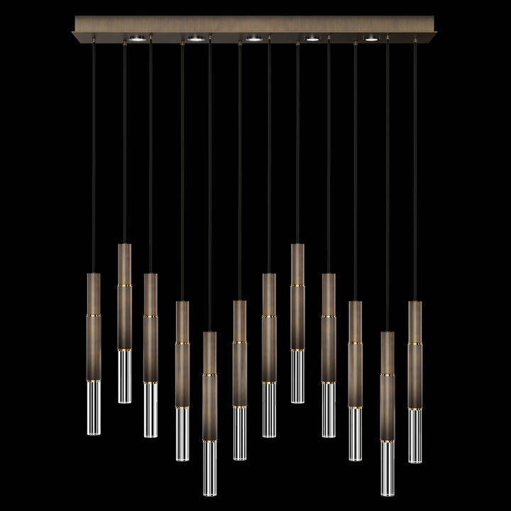 Fine Art Handcrafted Lighting Antonia 61"W Rectangular Pendant in Standard Bronze, Brass, No Parchment/Same as Finish (100019-210)