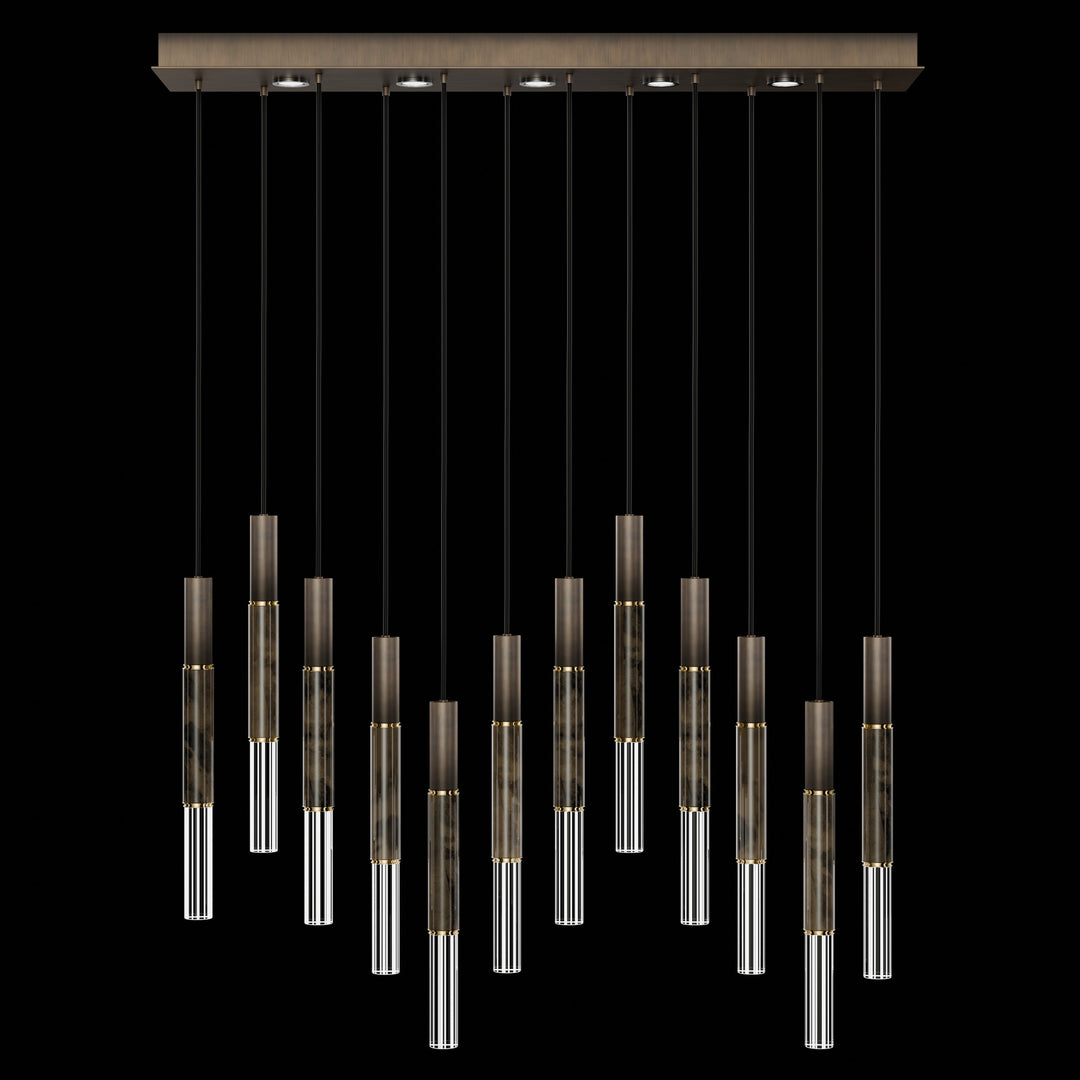 Fine Art Handcrafted Lighting Antonia 61"W Rectangular Pendant in Standard Bronze, Brass, Charcoal (100019-211)