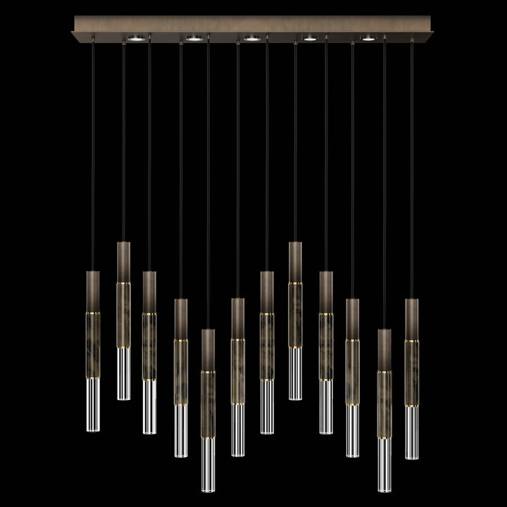 Fine Art Handcrafted Lighting Antonia 61"W Rectangular Pendant in Standard Bronze, Brass, Charcoal (100019-211)