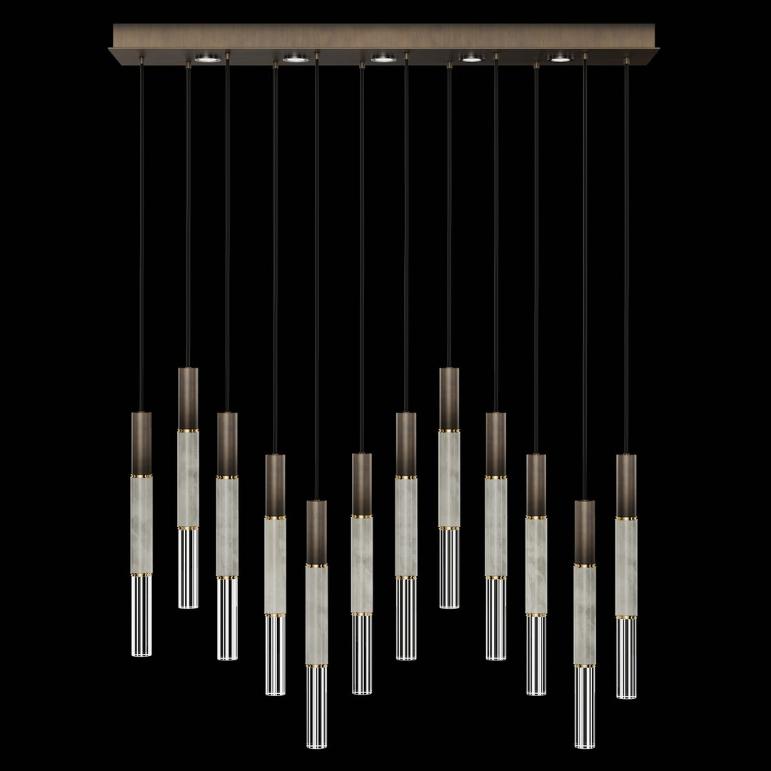 Fine Art Handcrafted Lighting Antonia 61"W Rectangular Pendant in Standard Bronze, Brass, Smoke (100019-212)