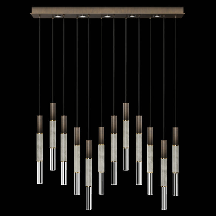 Fine Art Handcrafted Lighting Antonia 61"W Rectangular Pendant in Standard Bronze, Brass, Smoke (100019-212)