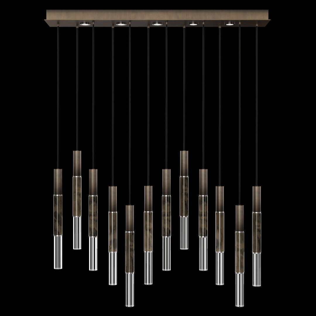 Fine Art Handcrafted Lighting Antonia 61"W Rectangular Pendant in Standard Bronze, Nickel, Charcoal (100019-221)