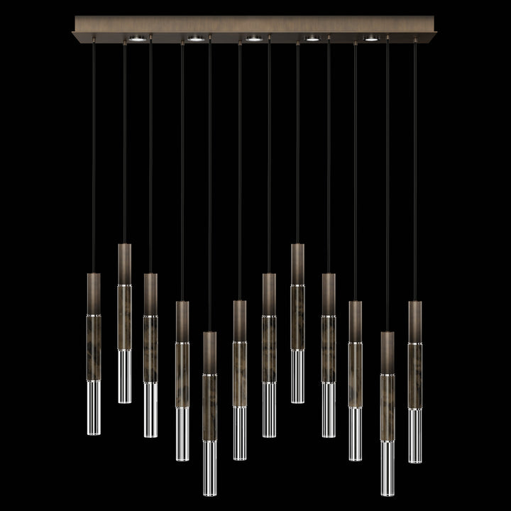 Fine Art Handcrafted Lighting Antonia 61"W Rectangular Pendant in Standard Bronze, Nickel, Charcoal (100019-221)