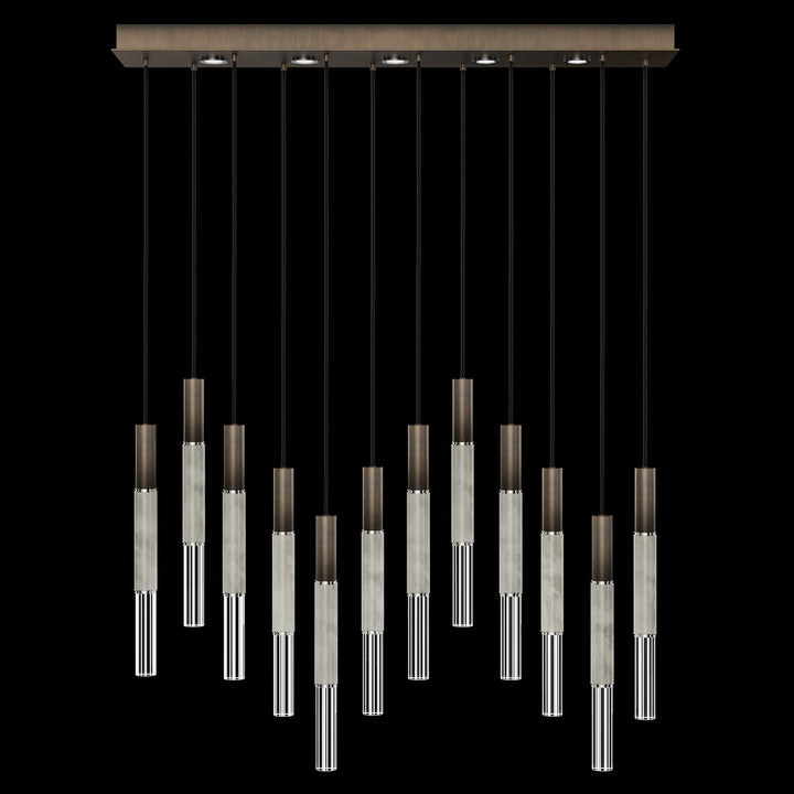 Fine Art Handcrafted Lighting Antonia 61"W Rectangular Pendant in Standard Bronze, Nickel, Smoke (100019-222)