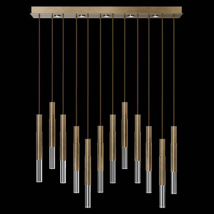 Fine Art Handcrafted Lighting Antonia 61"W Rectangular Pendant in Standard Gold Leaf, Brass, No Parchment/Same as Finish (100019-310)