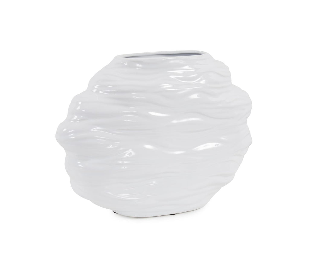 Howard Elliott Collection Ebb Vase in Glossy White, Short