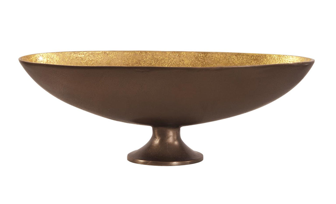 Howard Elliott Collection Oblong Bronze Footed Bowl with Gold Luster - Medium