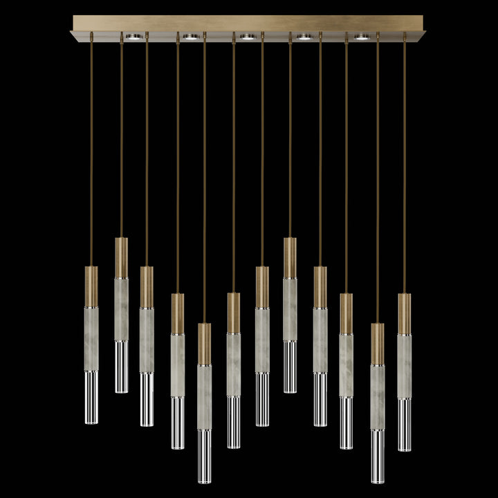 Fine Art Handcrafted Lighting Antonia 61"W Rectangular Pendant in Standard Gold Leaf, Nickel, Smoke (100019-322)