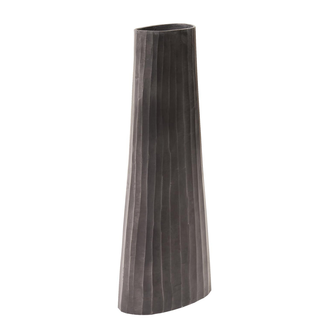 Howard Elliott Collection Graphite Chiseled Metal Vase