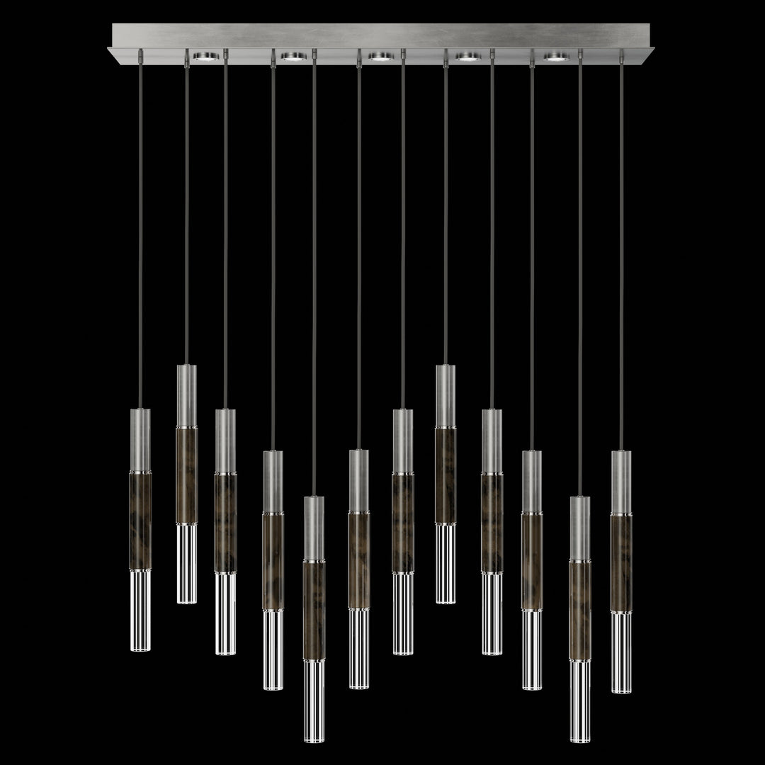 Fine Art Handcrafted Lighting Antonia 61"W Rectangular Pendant in Standard Silver Leaf, Nickel, Charcoal (100019-421)