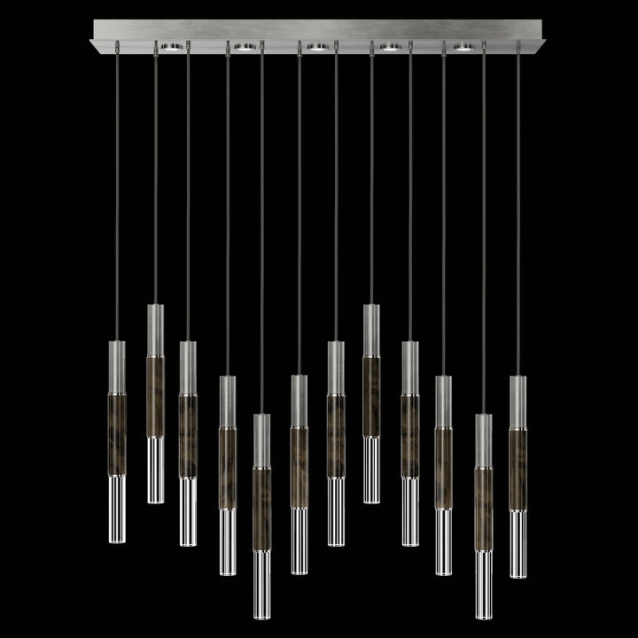 Fine Art Handcrafted Lighting Antonia 61"W Rectangular Pendant in Standard Silver Leaf, Nickel, Charcoal (100019-421)
