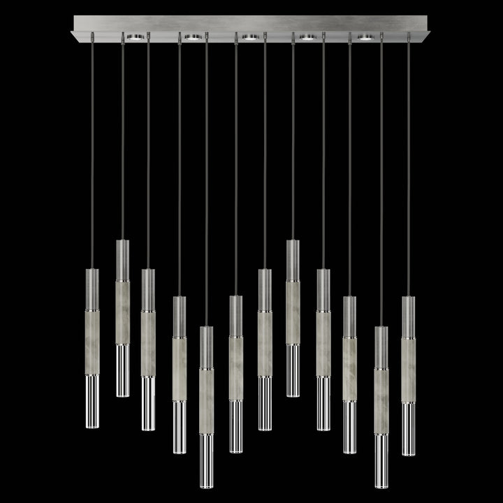 Fine Art Handcrafted Lighting Antonia 61"W Rectangular Pendant in Standard Silver Leaf, Nickel, Smoke (100019-422)