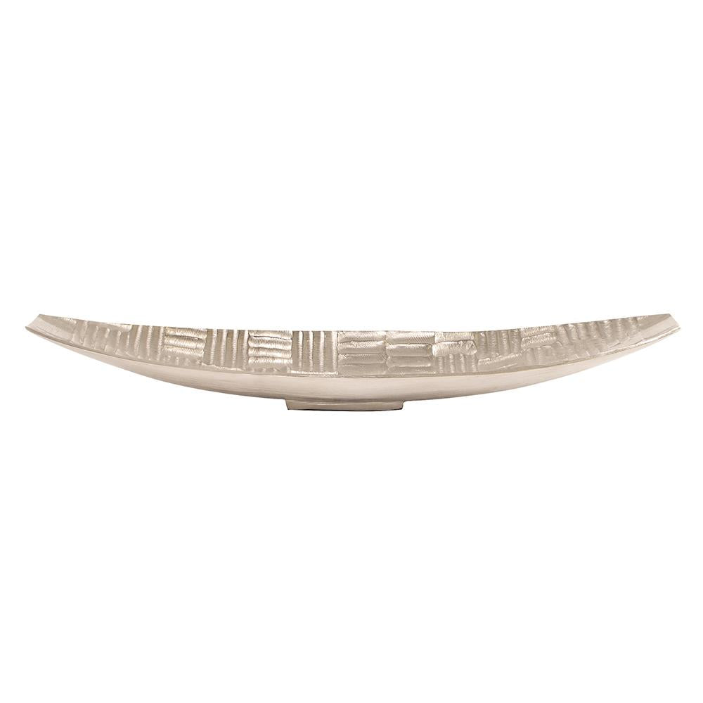 Howard Elliott Collection Textured Aluminum Elongated Silver Bowl, Large