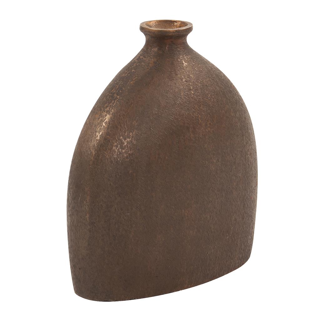 Howard Elliott Collection Textured Flask Vase in Dark Copper, Small