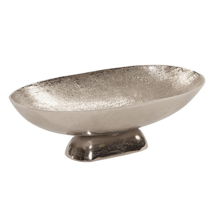 Howard Elliott Collection Textured Footed Bowl in Bright Silver, Large