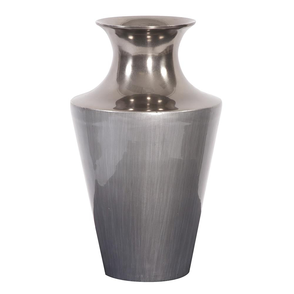 Howard Elliott Collection Flared Aluminum Vase with Gray Glaze, Small