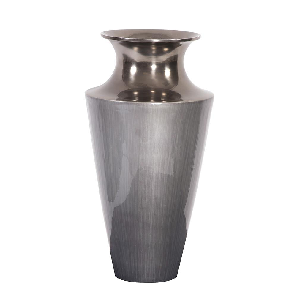 Howard Elliott Collection Flared Aluminum Vase with Gray Glaze, Large