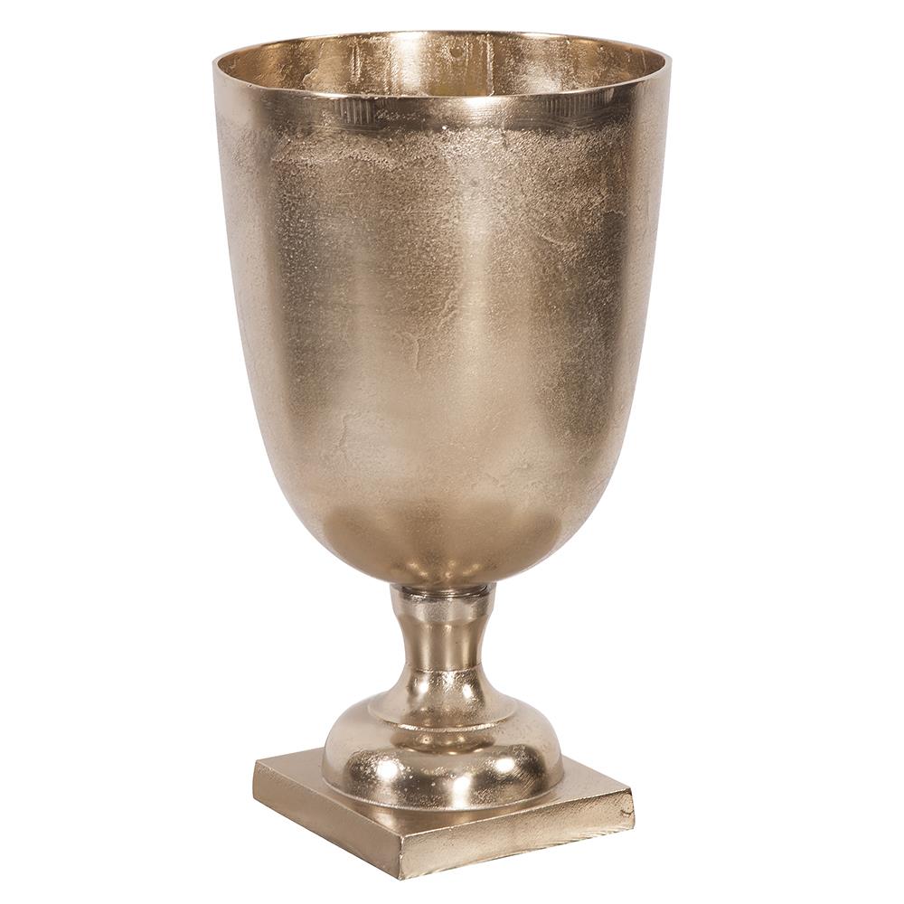 Howard Elliott Collection Raw Gold Aluminum Footed Chalice Vase, Large