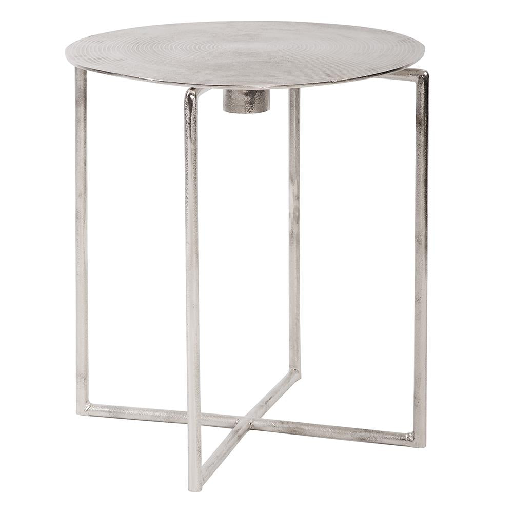 Howard Elliott Collection Raw Silver Spiral Top Accent Table