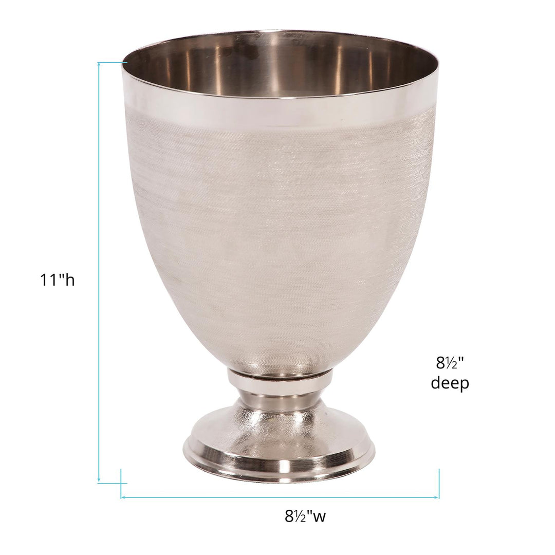 Howard Elliott Collection Textured Silver Metal Goblet Vase, Large