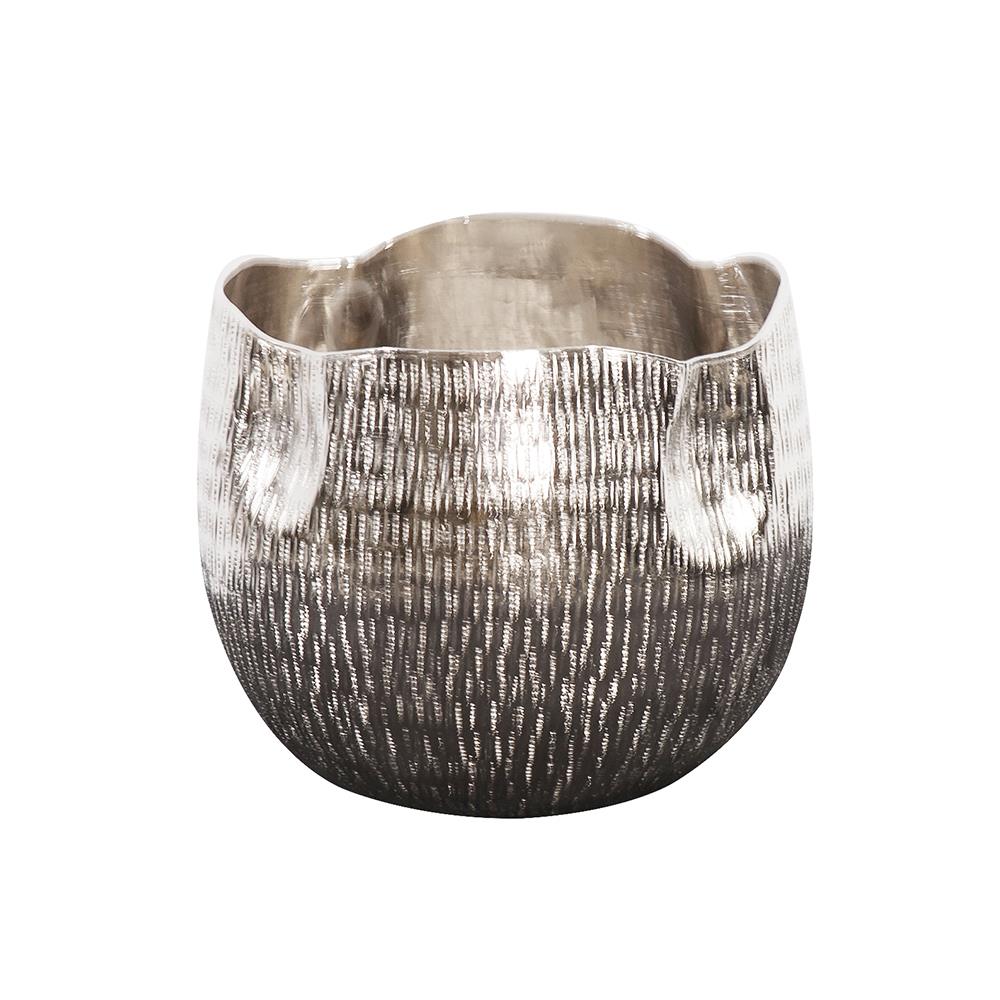 Howard Elliott Collection Textured Bright Silver Aluminum Pinch pot Votive Holder, Large