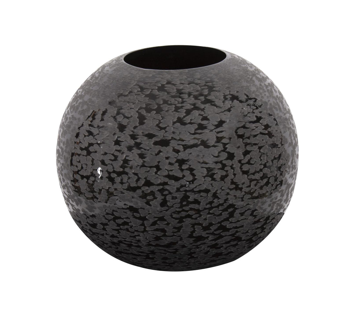 Howard Elliott Collection Chiseled Texture Black Iron Globe Vase, Small