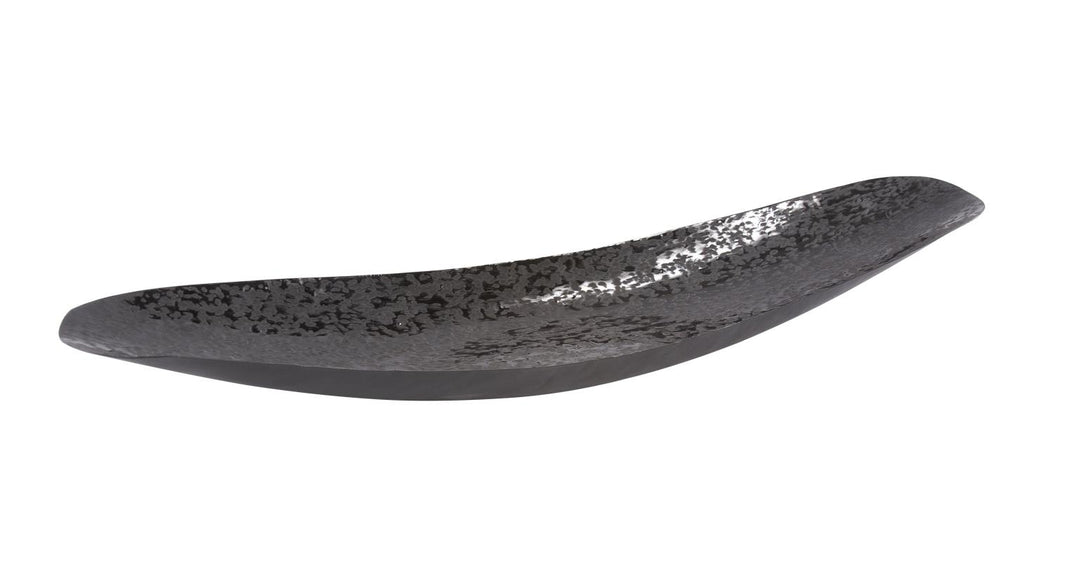 Howard Elliott Collection Chiseled Texture Black Iron Elongated Tray, Large