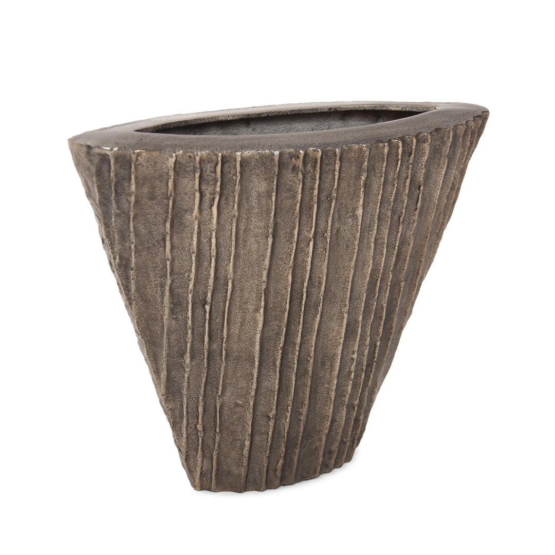 Howard Elliott Collection Organic Grooved Triangular Aluminum Vase