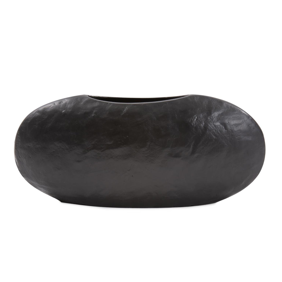 Howard Elliott Collection Hammered Organic Ebony Aluminum Canoe Vase, Large