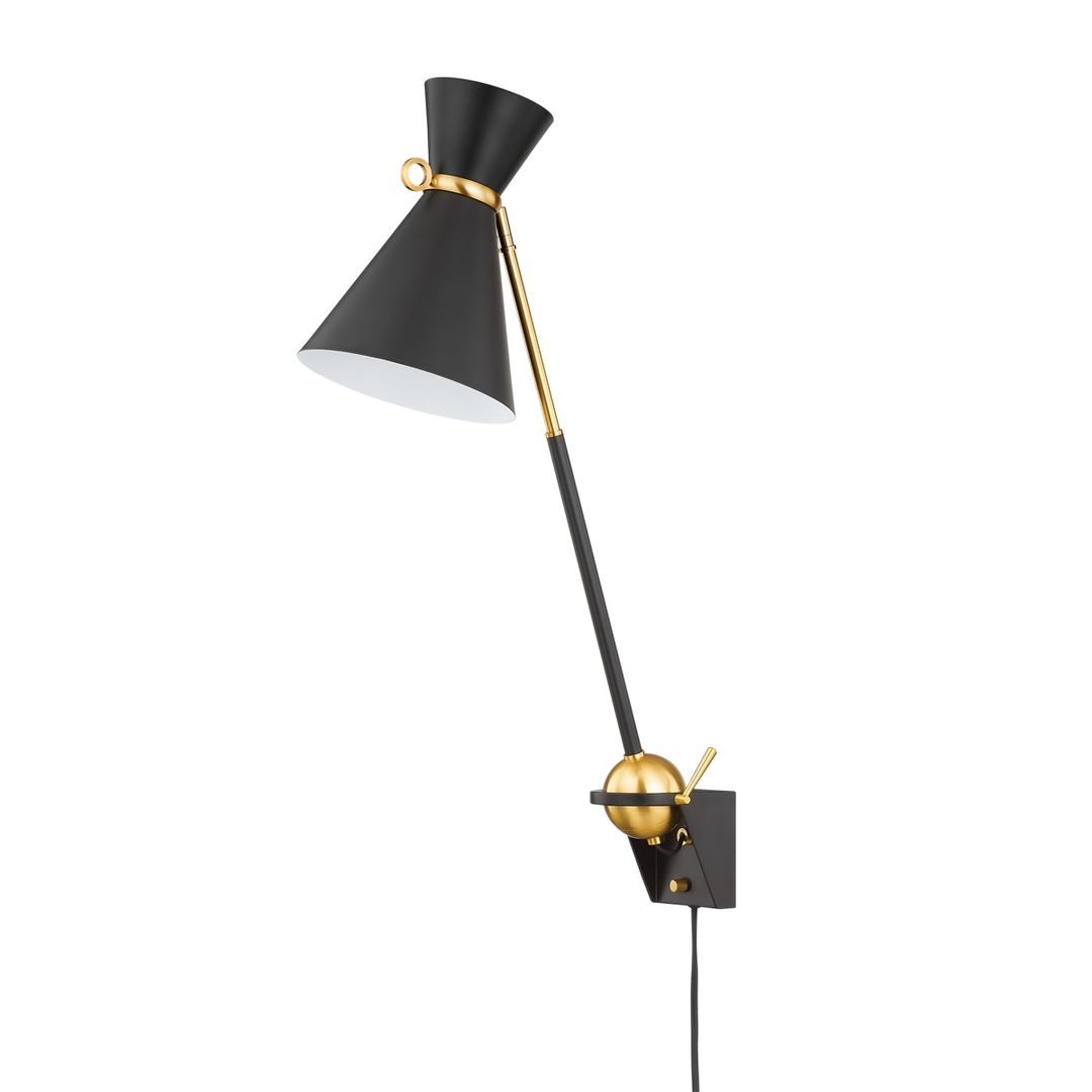 Hudson Valley Lighting WINSTED Plug-in Sconce Wall Sconces Hudson Valley Lighting Aged Brass/soft Black