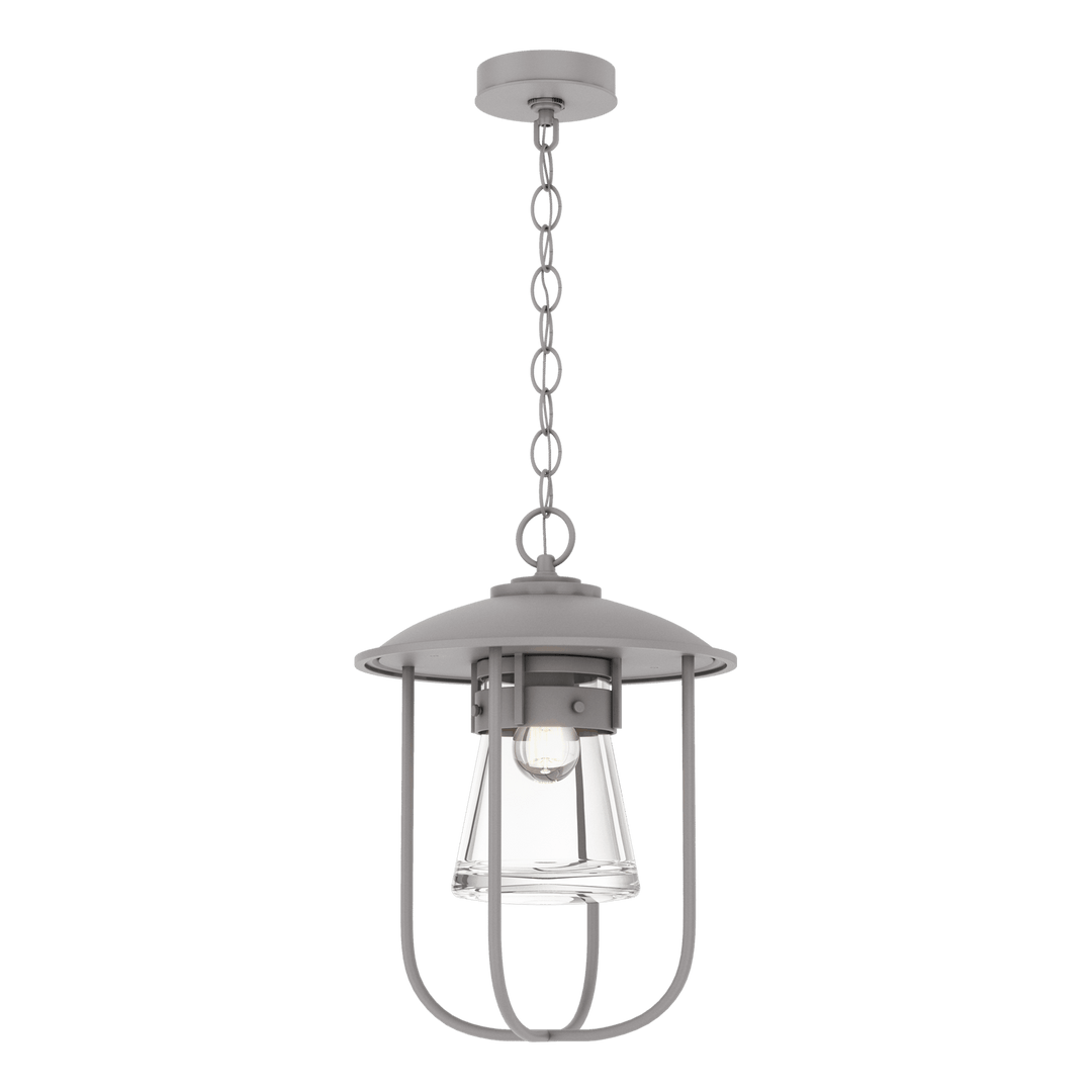 Hubbardton Forge Erlenmeyer Outdoor Pendant Outdoor Hanging Lights Hubbardton Forge Coastal Burnished Steel Clear Glass (ZM) 