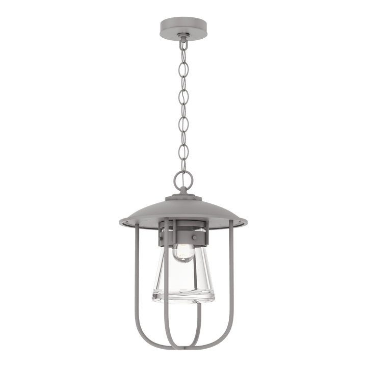 Hubbardton Forge Erlenmeyer Outdoor Pendant Outdoor Hanging Lights Hubbardton Forge Coastal Burnished Steel Clear Glass (ZM) 