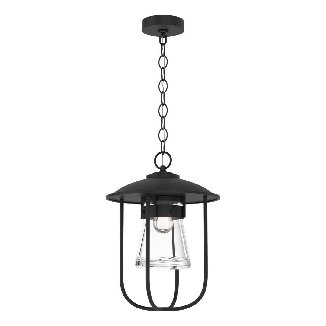 Hubbardton Forge Erlenmeyer Outdoor Pendant Outdoor Hanging Lights Hubbardton Forge Coastal Black Clear Glass (ZM) 