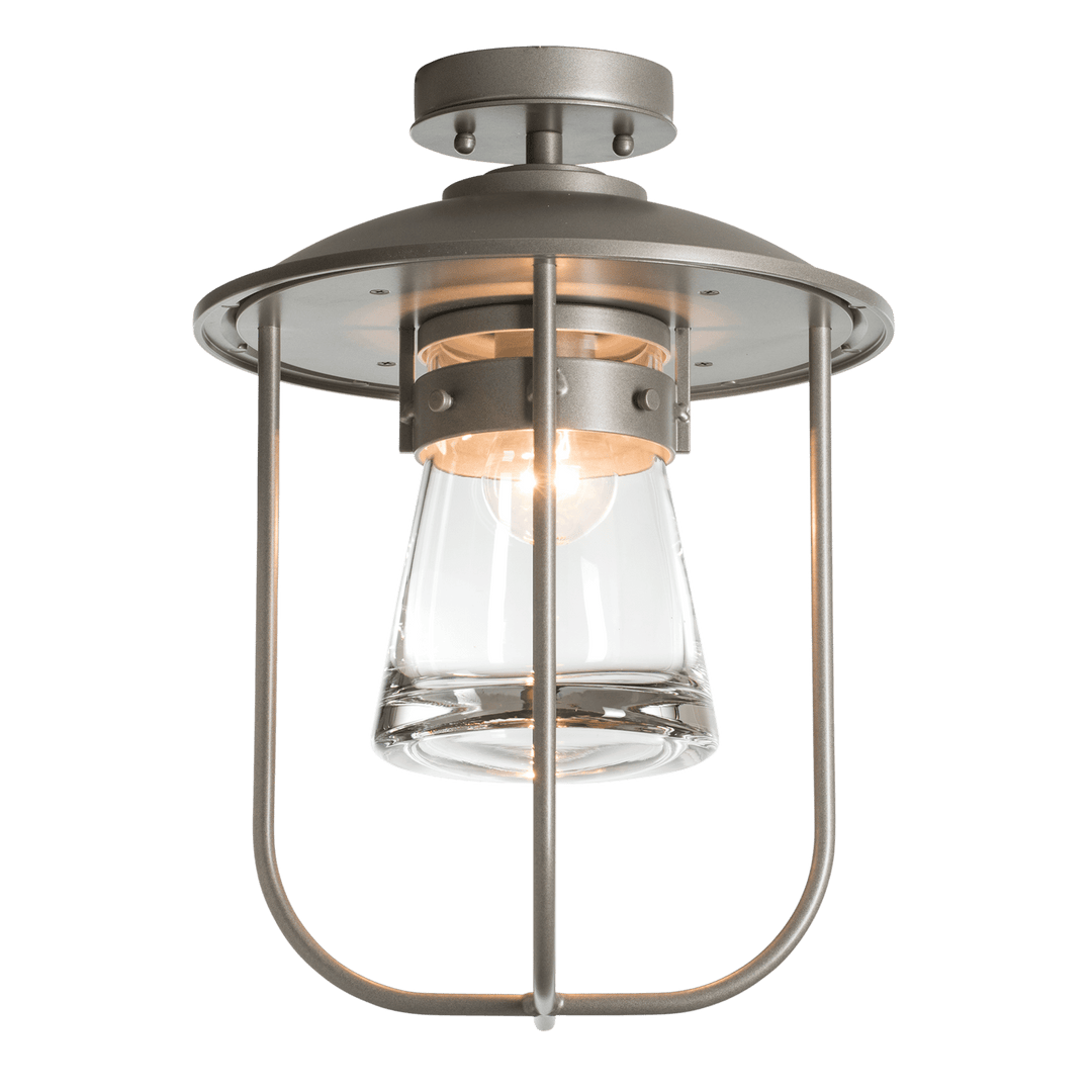 Hubbardton Forge Erlenmeyer Outdoor Semi-Flush Outdoor Wall Lights Hubbardton Forge Coastal Burnished Steel Clear Glass (ZM) 