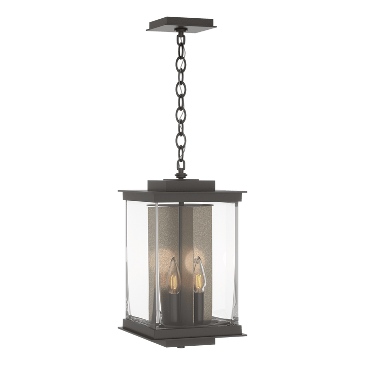 Hubbardton Forge Kingston Outdoor Large Lantern Outdoor Wall Lights Hubbardton Forge Coastal Oil Rubbed Bronze Clear Glass (ZM) Translucent Soft Gold