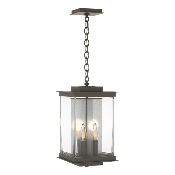 Hubbardton Forge Kingston Outdoor Large Lantern Outdoor Wall Lights Hubbardton Forge Coastal Dark Smoke Clear Glass (ZM) Translucent Vintage Platinum