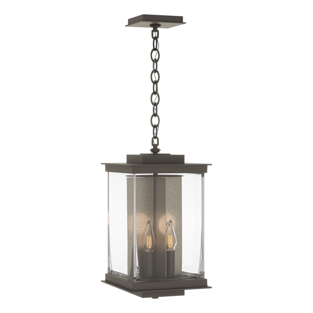 Hubbardton Forge Kingston Outdoor Large Lantern Outdoor Wall Lights Hubbardton Forge Coastal Dark Smoke Clear Glass (ZM) Translucent Soft Gold