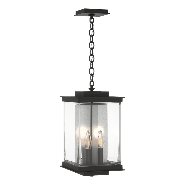 Hubbardton Forge Kingston Outdoor Large Lantern Outdoor Wall Lights Hubbardton Forge Coastal Black Clear Glass (ZM) Translucent Vintage Platinum