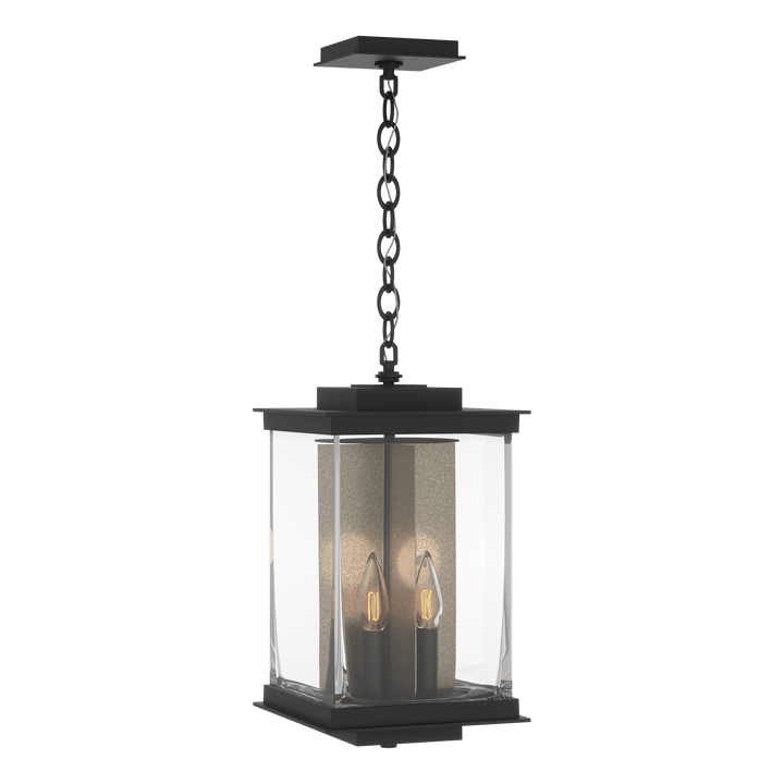 Hubbardton Forge Kingston Outdoor Large Lantern Outdoor Wall Lights Hubbardton Forge Coastal Black Clear Glass (ZM) Translucent Soft Gold