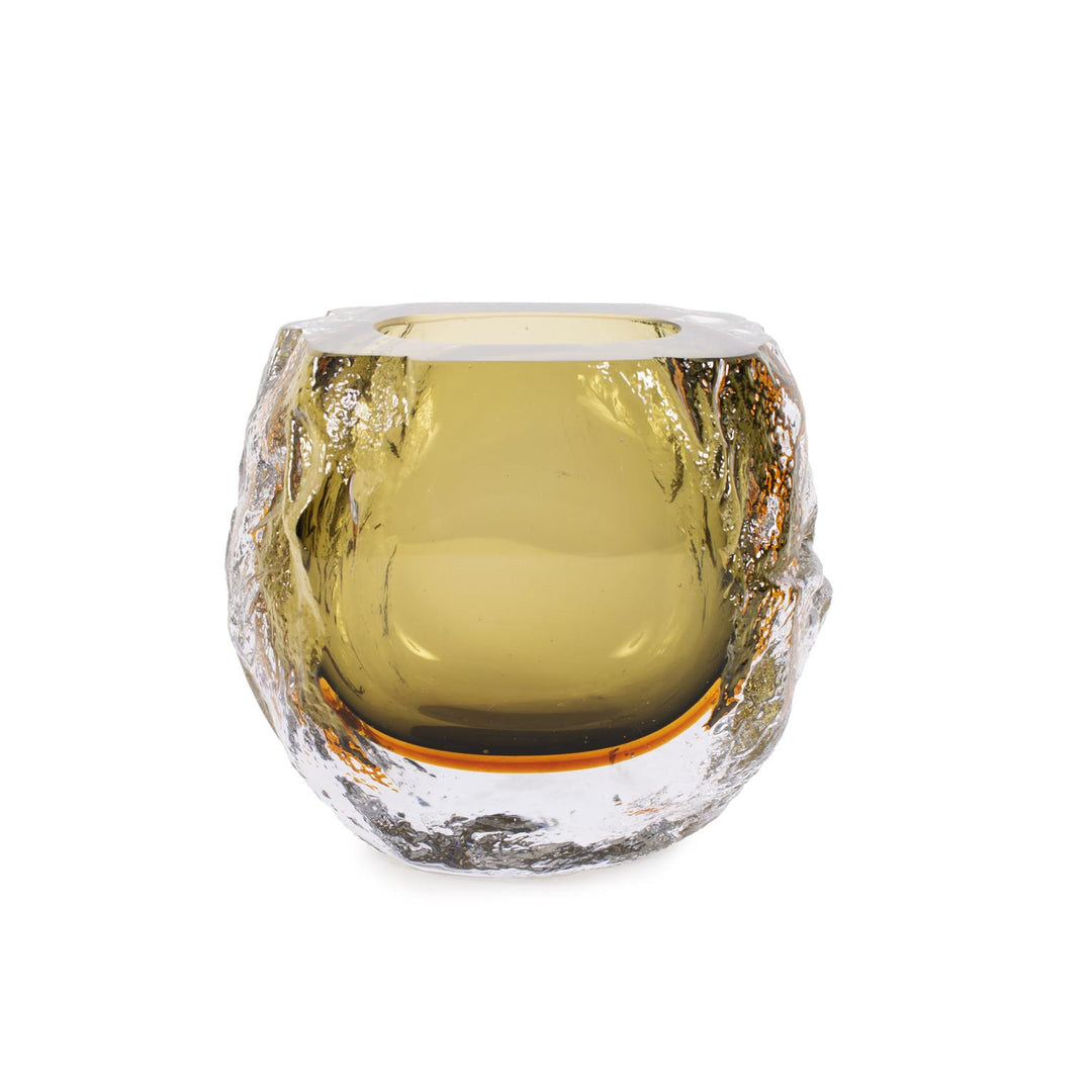 Howard Elliott Dusty Olive Crystalized Glass Vase