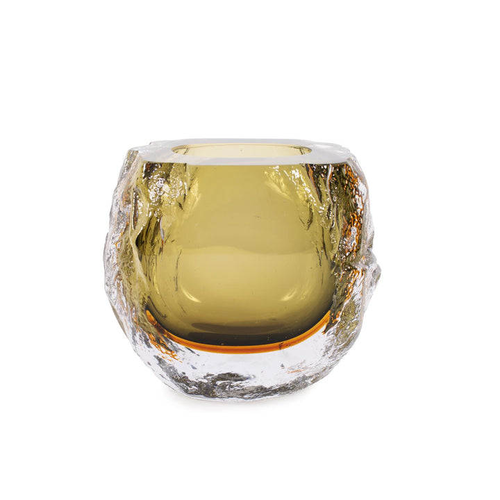 Howard Elliott Dusty Olive Crystalized Glass Vase